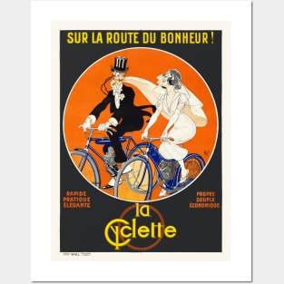 Sur la route du bonheur La Cyclette Vintage Poster Posters and Art